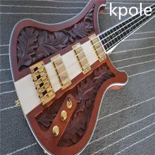 Kpole Ricken 4 strings 4003 fireglo bass guitar engrave top neck thru body rickenback 4003 bass Free Shipping