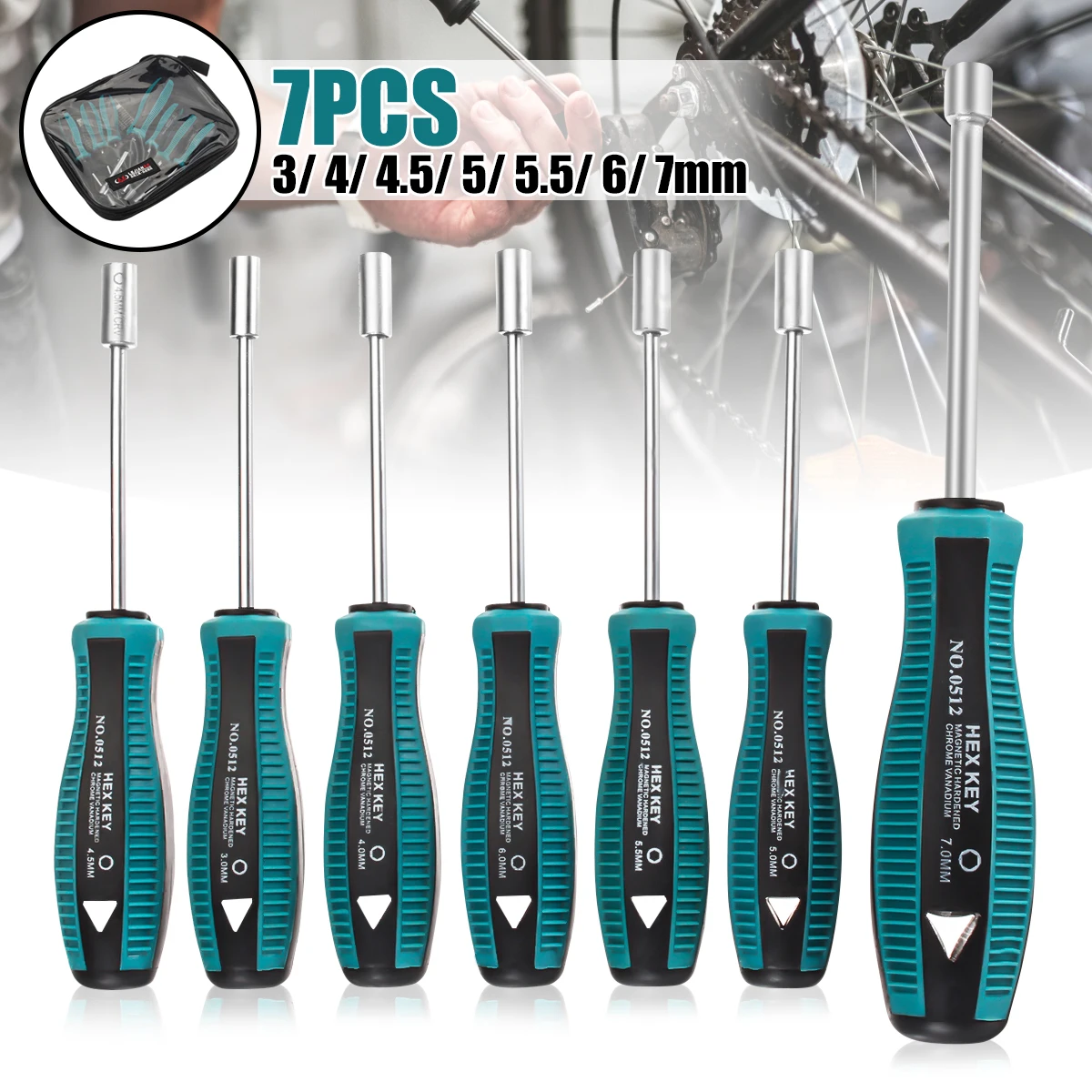

7Pcs Shanked Screwdriver Socket Nut Spinner Driver Set Mechanic Metal Repair Tool Wrech Precision Hand Screw Driver Tools Kit