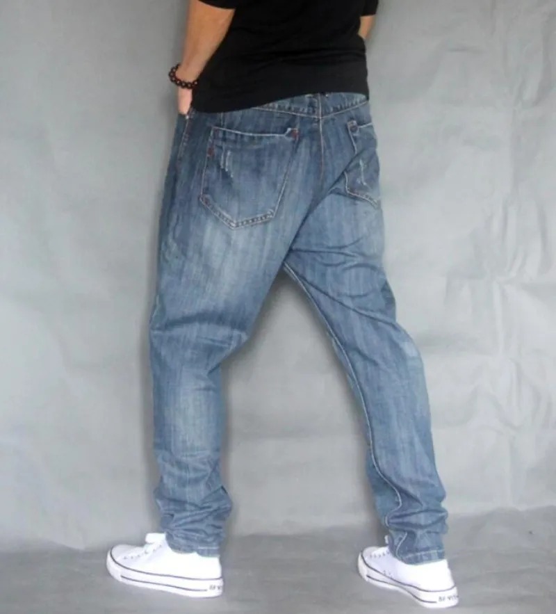 Топ Брендовые мужские рабочие джинсы штаны рваные хип-хоп Дизайнер мешковатые джинсы мужские свободный покрой повседневные штаны хлопок