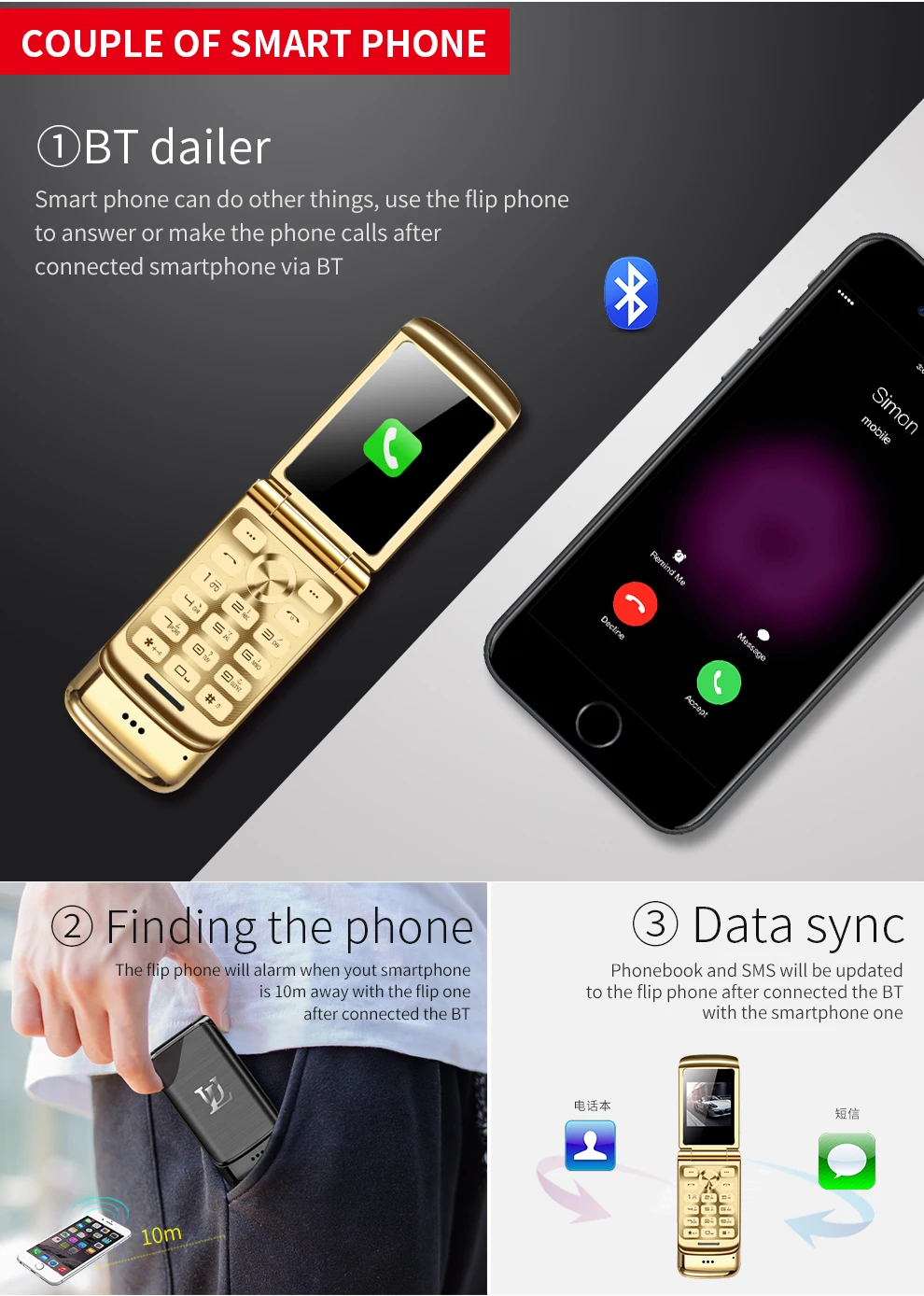 Маленький телефон-раскладушка Ulcool V9 1.54nch крошечный экран Bluetooth FM радио анти-потеря супер мини мобильный телефон PK V36 V66