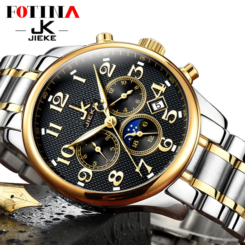 Small Dials Can Work Luxury Brand JK Gold Watch Men Full Steel Wristwatches Quartz Sport Business