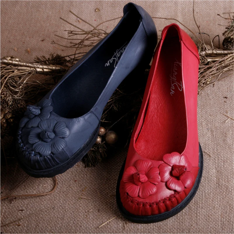 2016 spring women shoes genuine leather casual shoes handmade women s shoes self shade vintage round