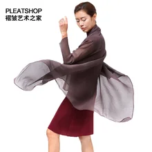 Miyake складывается длинный рукав квадратная Асимметричная Длина пальто