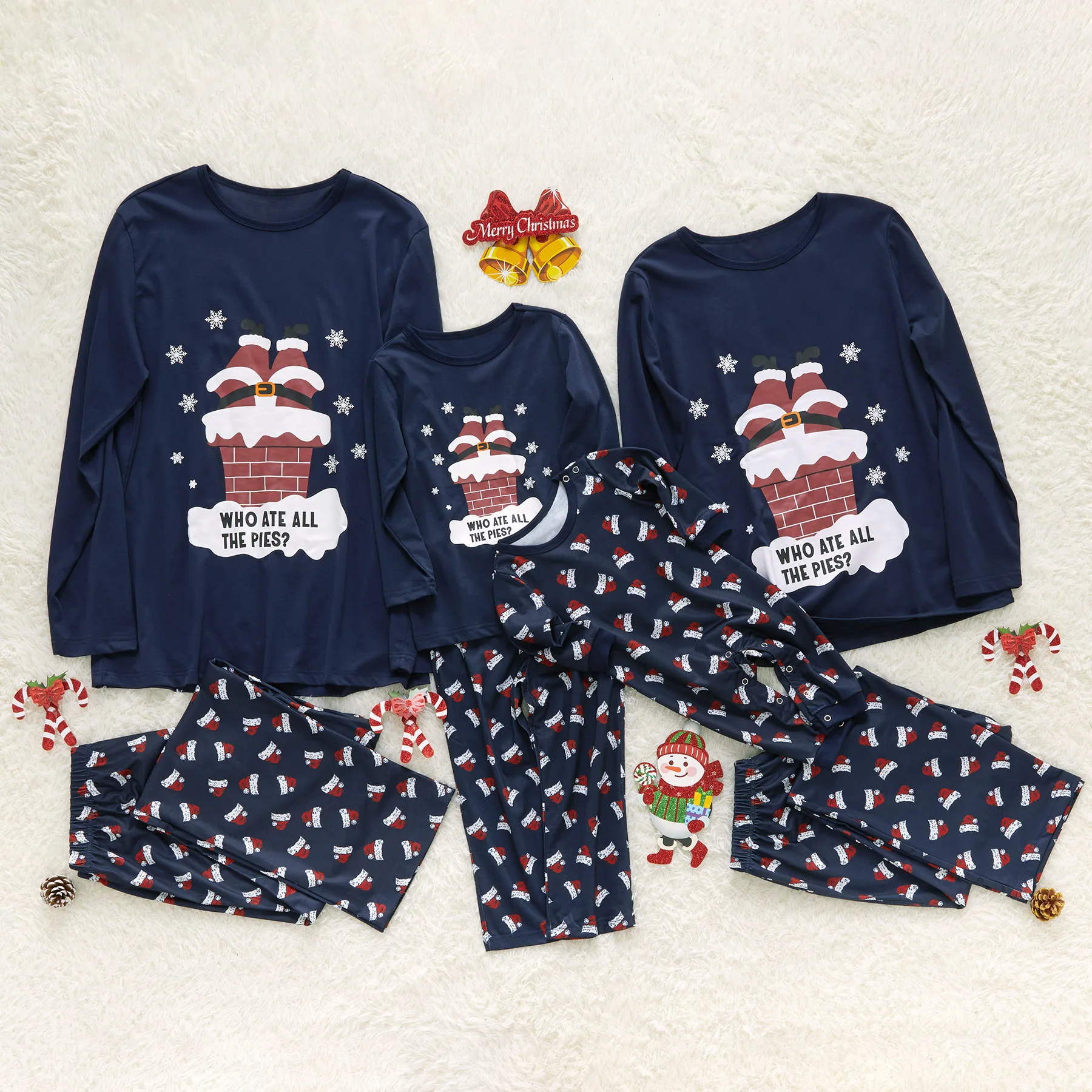 

PatPat Autumn and Winter New Parent-child Casual Christmas Pajamas Cotton Christmas Cute Chimney Pattern Family Pajamas Set