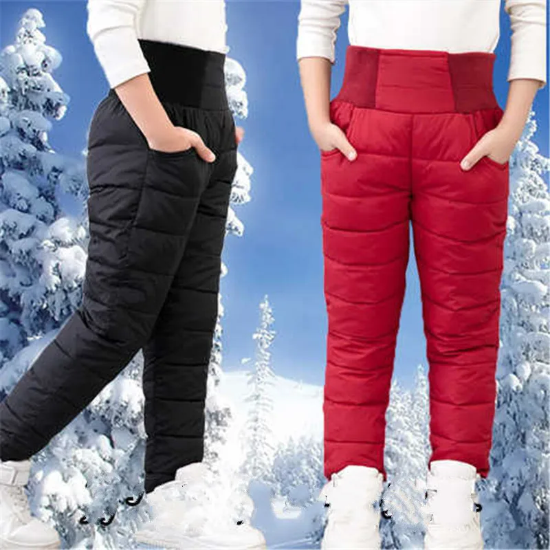Vente Crayon Pantalon Enfants Pantalon 2018 Nouveau Solide Duvet d oie Pantalon D hiver Régulier Chaud D hiver Filles Garçons Pantalon Enfants Vêtements 3p059