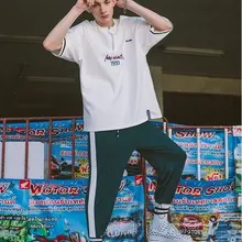 VIISHOW летняя модная мужская футболка, Повседневная футболка с коротким рукавом, Мужская одежда, трендовые хип-хоп футболки на молнии, футболка с буквенным принтом