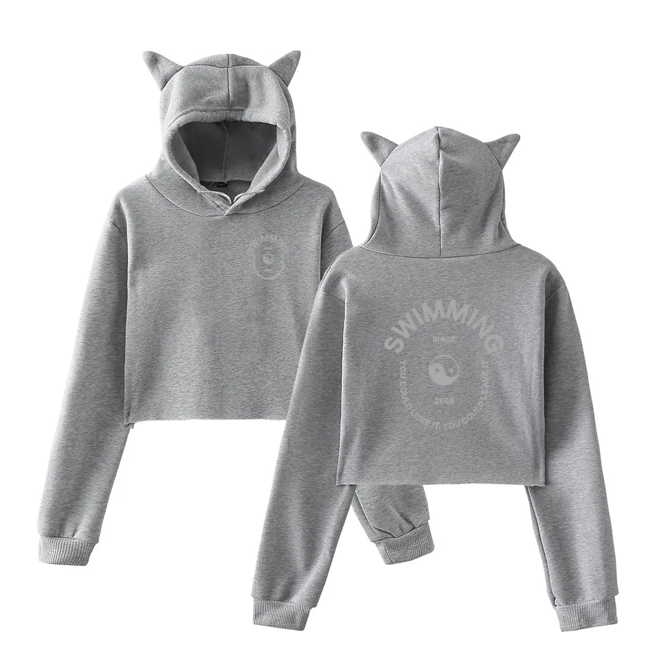 Fashion Sweatshirt Sweater Black Personality Girl Cat Ears Umbilical Hoodie
