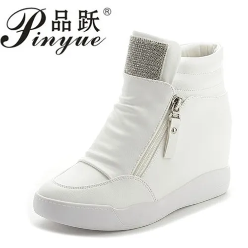 

2018 Free Shipping Hidden Wedge Heels Fashion Women's Elevator Shoes Casual Shoes For Women wedge heel Rhinestone Black White