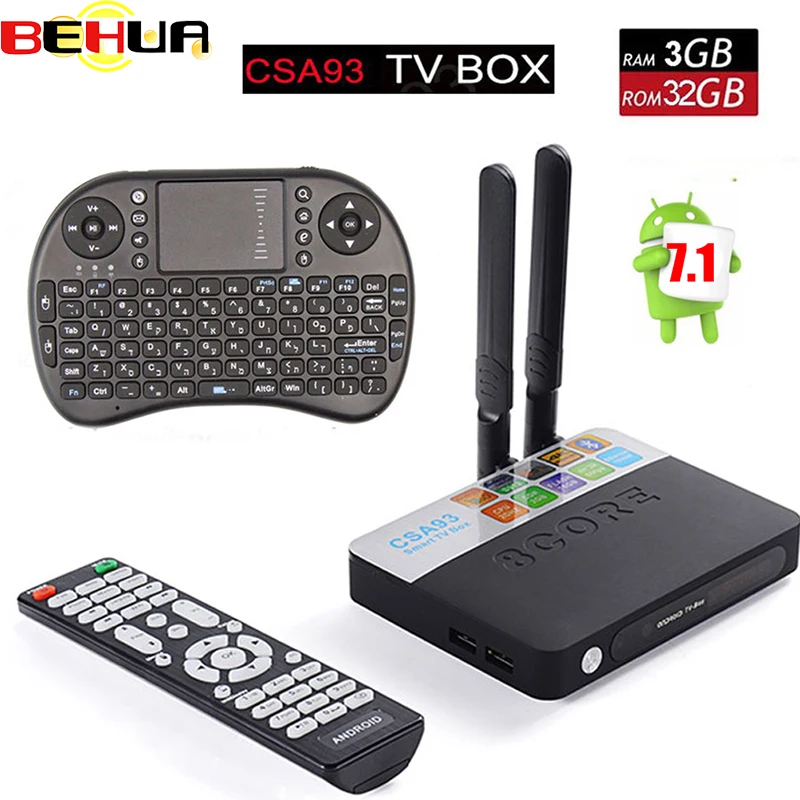 

3GB 32GB Android 7.1 smart TV Box CSA93 Amlogic S912 Octa Core Wifi BT4.0 4K 1000M LAN Streaming Smart Media Player+i8 keyboard