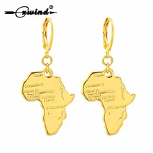 Cxwind Fashion Golden 3D Africa Map Metal Drop Earrings for women Girl Design Ethnic Boho Africa Face Dangle Earrings Jewelry Cxwind Fashion Golden 3D Africa Map Metal Drop Earrings for women Girl Design Ethnic Boho Africa Face Dangle Earrings Jewelry