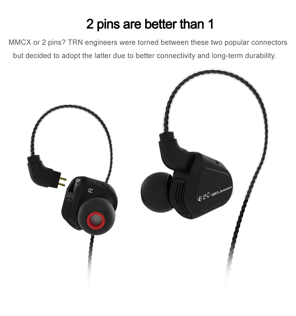 Newest TRN V20 DD BA Hybrid In Ear Earphone HIFI DJ Monitor Running Sport Earphone Earplug