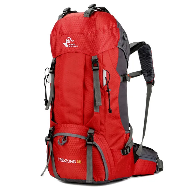 Big Capacity 60L Hiking Bag Men Women Outdoor Camping Travel Climbing Waterproof Backpack With Rain Cover Riding Sport Rucksack - Цвет: 60L Red