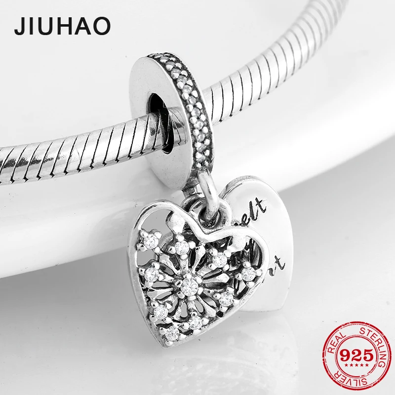 

925 Sterling Silver snowflake You melt my Hearts charms family form Love Fit Original Pandora Charm Bracelet Jewelry Making 2018