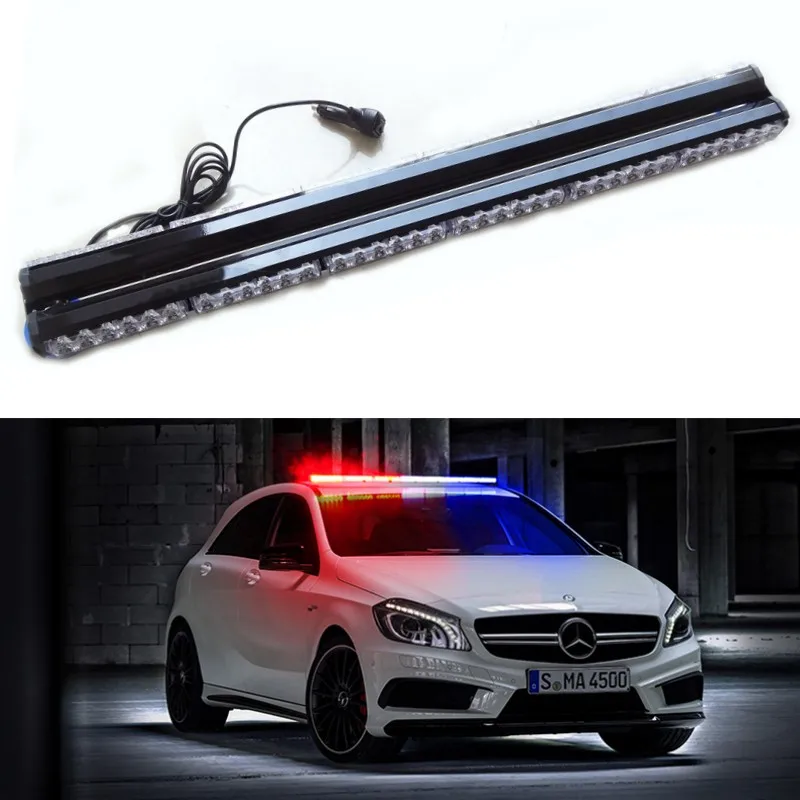 

35" Led car flash light bar Red/blue flashing Emergency warning Led Police Fireman strobe truck light Beacon hazard caution lamp