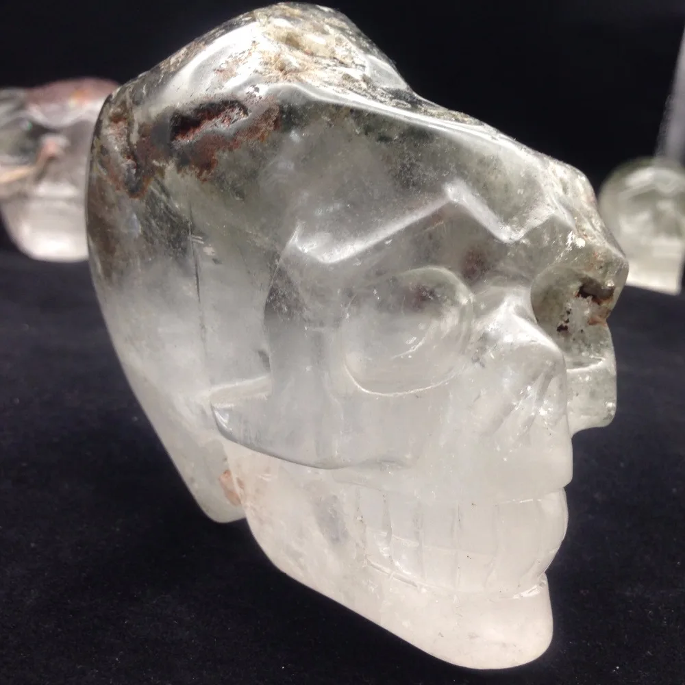 

1kg High Quality Beautiful Natural Green phantom Quartz Crystal Carved Skull Products for 2019 Christmas Home Decoration