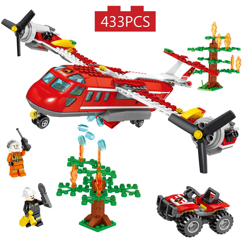 

433PCS City Fire Rescue Helicopter Car with Fireman Figures Educational Building Blocks Bricks Compatible Legoingly Kids Toys