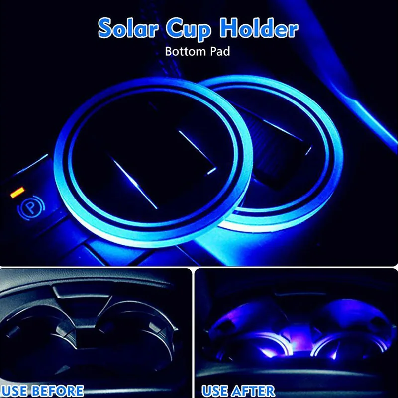 

Universal Car Cup Holder Bottom Pad Mat Light Cover Trim Atmosphere Lights Up Phone Mount Replacement Pads