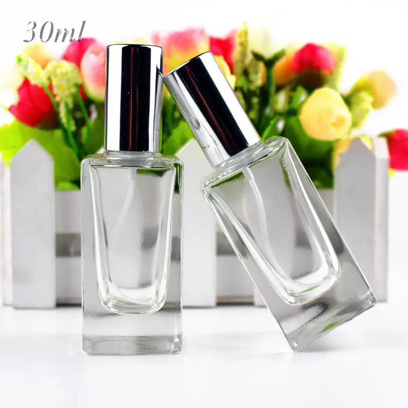 

10pcs/lot High Quality 30ml Square Glass Perfume Bottle Clear Glass Spray Bottle Fragrance Packaging Bottle Refillable