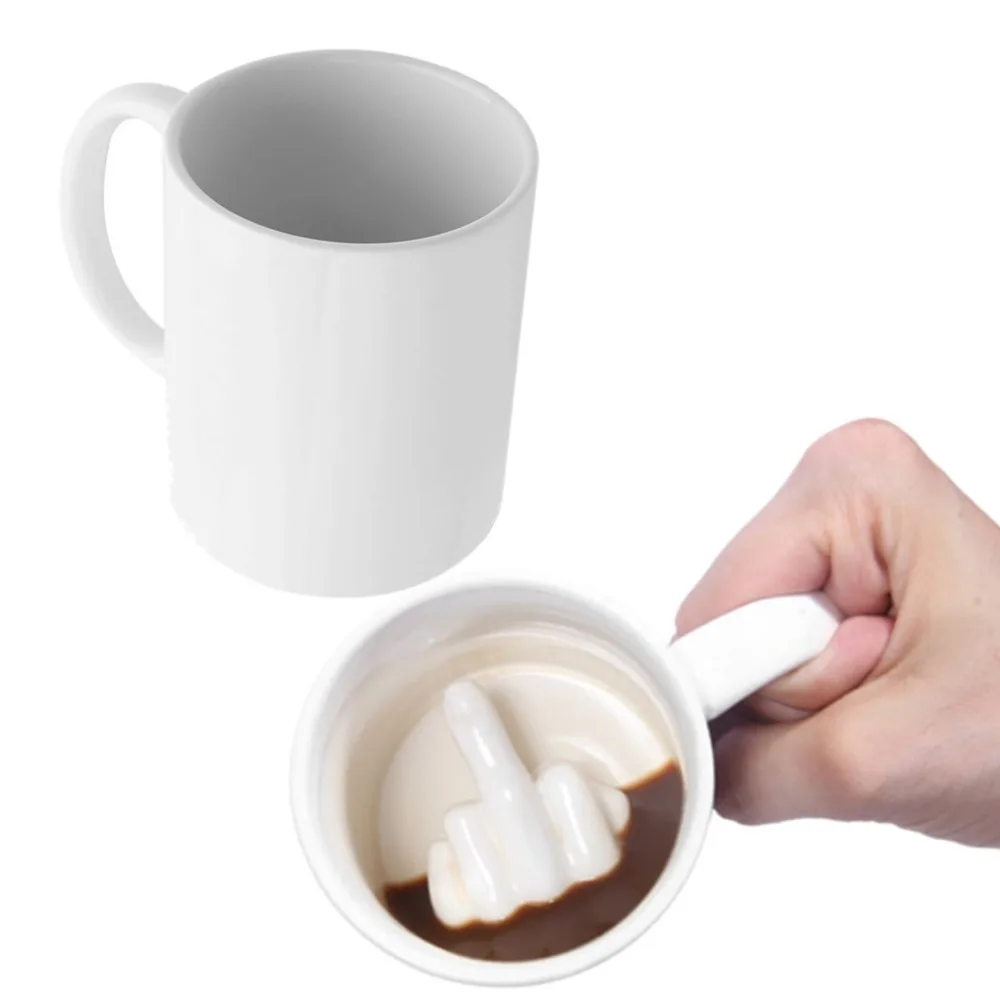 Креативный дизайн белый средний палец стиль новинка смешивание чашка для кофе и молока смешная керамическая чашка достаточно емкости воды чашки