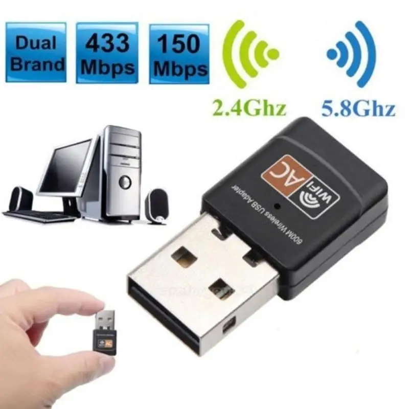 

Free Driver USB Wifi Adapter 600Mbps Wifi Adapter 5.8 ghz Antenna USB Ethernet PC Wi-Fi Adapter Lan Wifi Dongle AC Wifi Receiver