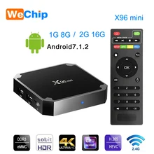 Wechip جهاز فك التشفير الخارجي Smart Tv X96 Mini ، Android 7.1 ، 2G ، 16G ، 1G ، 8G ، X96mini ، متوافق مع 4K ، HD ، 2.4G ، wi fi ، مشغل وسائط لاسلكي