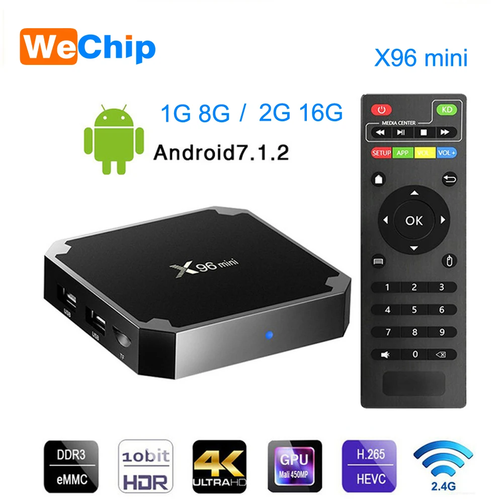 

Wechip X96 Mini Smart Android 7.1 Tv BOX 2G 16G Set Top Box IPTV Box 1G 8G X96mini support 4K HD 2.4G Wireless WIFI Media Player