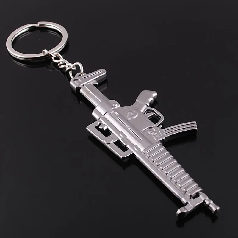Cross Fire Gun Key Chains Silver Ring Weapon Keychain Keyring Handbag