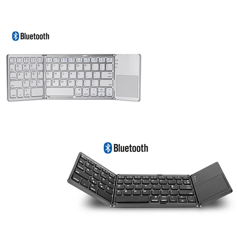 

Hot Sale Portable 64 Keys Twice Folding Bluetooth Keyboard Wireless Foldable Touchpad Keypad For IOS/Android/Windows Ipad Tablet
