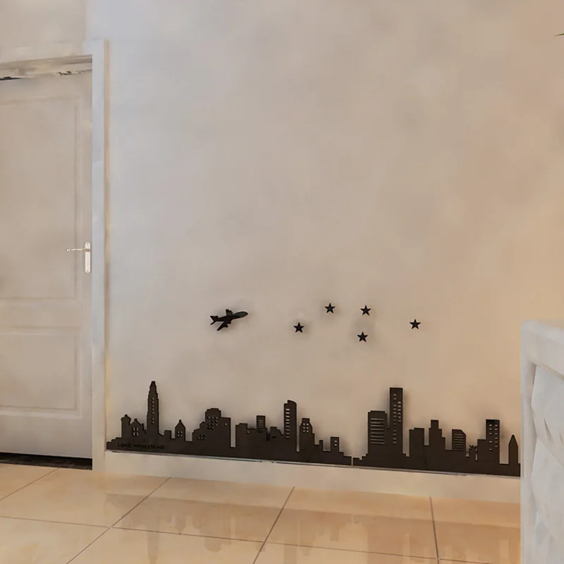 

Cartoon City Acrylic mirror wall stickers For kids room Romantic living room TV sofa wall DIY art wall stickers Free shipping
