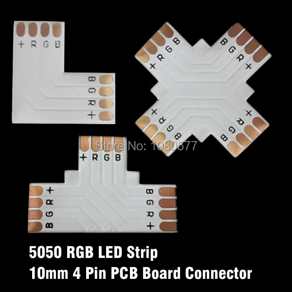50 шт./лот L T X Shape 10 мм 4 Pin 5050 RGB Светодиодная лента угловой разъем PCB плата сплиттер
