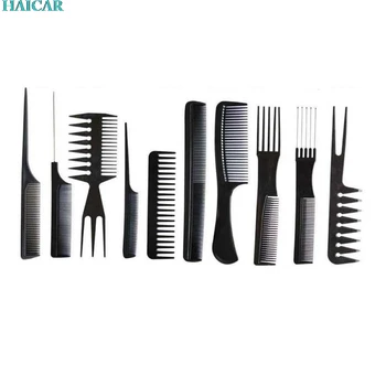 

10Pcs Black Pro Salon Hair Styling Hairdressing Plastic Barbers Brush Combs Set feb20