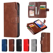 Leather Case For Samsung Galaxy A7 2018 Flip Case Card Wallet Cover Magnet Business Phone Case