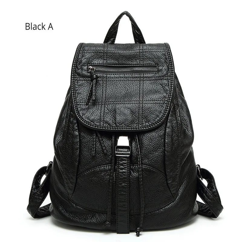 Женские рюкзаки с кисточками, Модный повседневный мягкий рюкзак из натуральной кожи для девочек, Mochila Mujer Feminina Back Pack Sac A Dos Femme - Цвет: Black