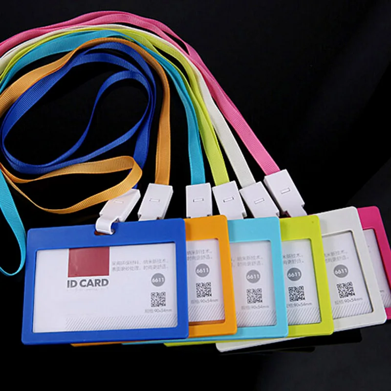 

10pcs New Fashion Card ID Holders With Lanyard Business Badge Card Holder School Office Supplies Stationery Free Shipping