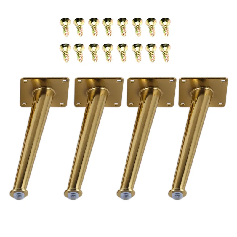 

4Piece 80 x 200 x 28mm Oblique cone type Gold Furniture Cabinet Cupboard Metal Legs Table Load 2000 Lbs With Screws