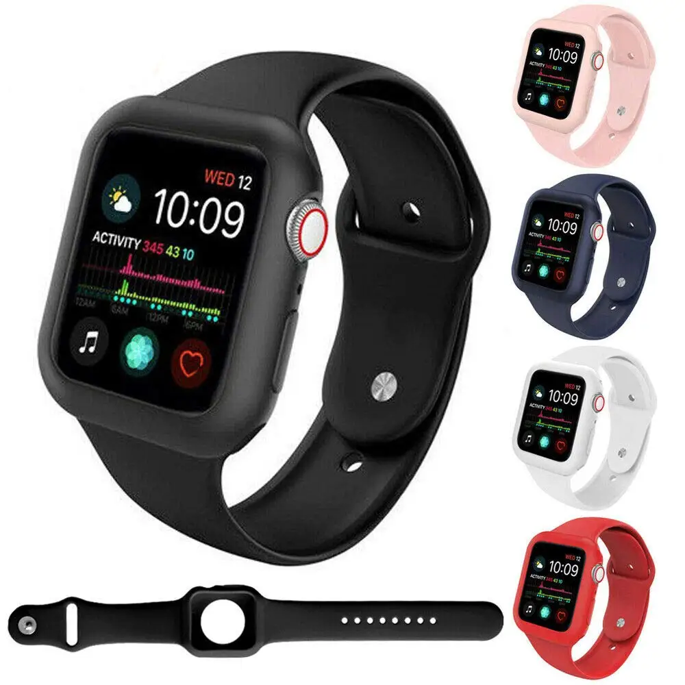 Силиконовый защитный apple watch 44 мм и браслет apple watch 40 мм спортивный ремешок Бампер протектор для iwatch 42 мм серии 3 2 1 38 мм|Ремешки для часов| | АлиЭкспресс