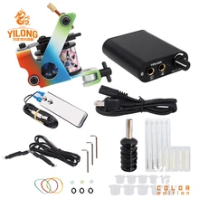 YILONG Starter Tattoo Kit 8 обёрточная бумага катушки татуировки машинка для татуировок захваты для иглы Советы питание Начинающий татуировки Поставки