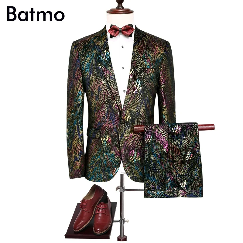 Batmo 2019 Новое поступление высокое качество печатных повседневные мужские пиджаки, для мужчин's костюм для выступлений, этап Мужчин's костюмы