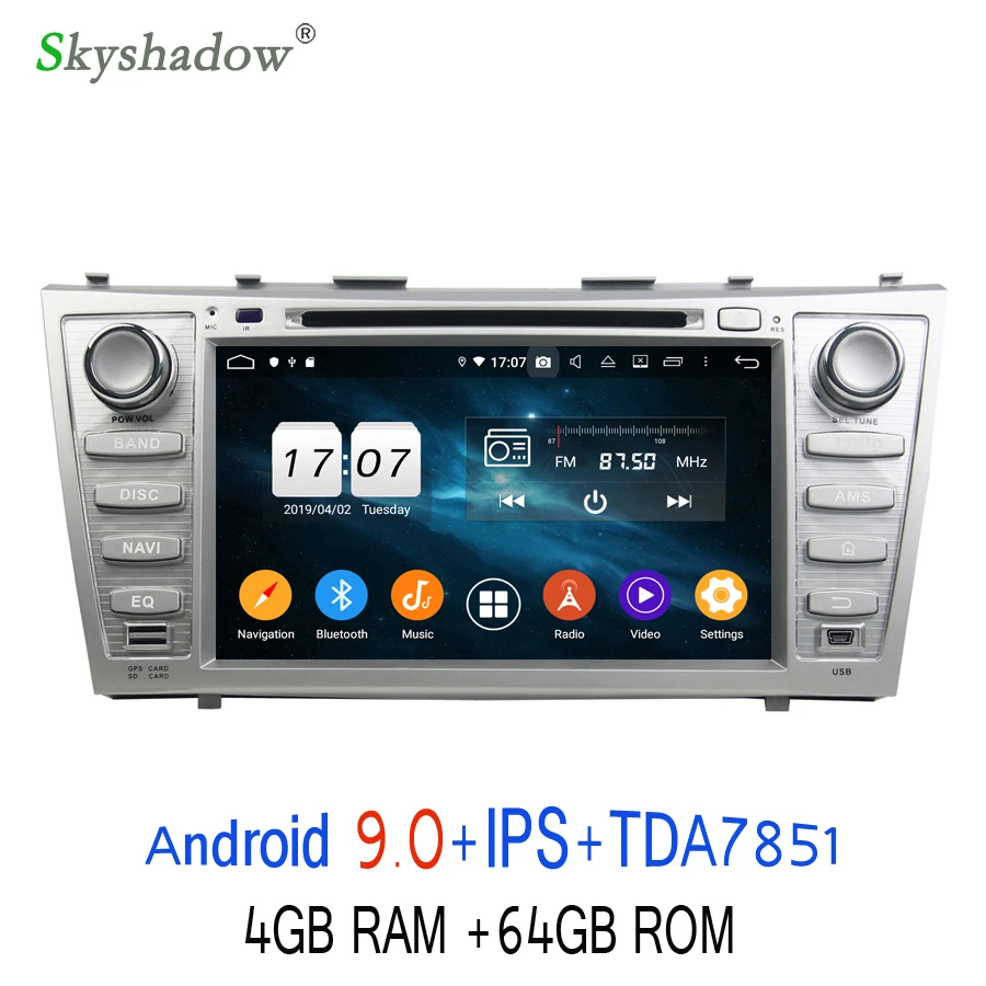 TDA7851 Android 9,0 4 Гб+ 64 Гб rom 8 ядерный для Toyota CAMRY 2007-2011 Автомобильный dvd-плеер Wifi 4G Bluetooth RDS радио gps ГЛОНАСС карта