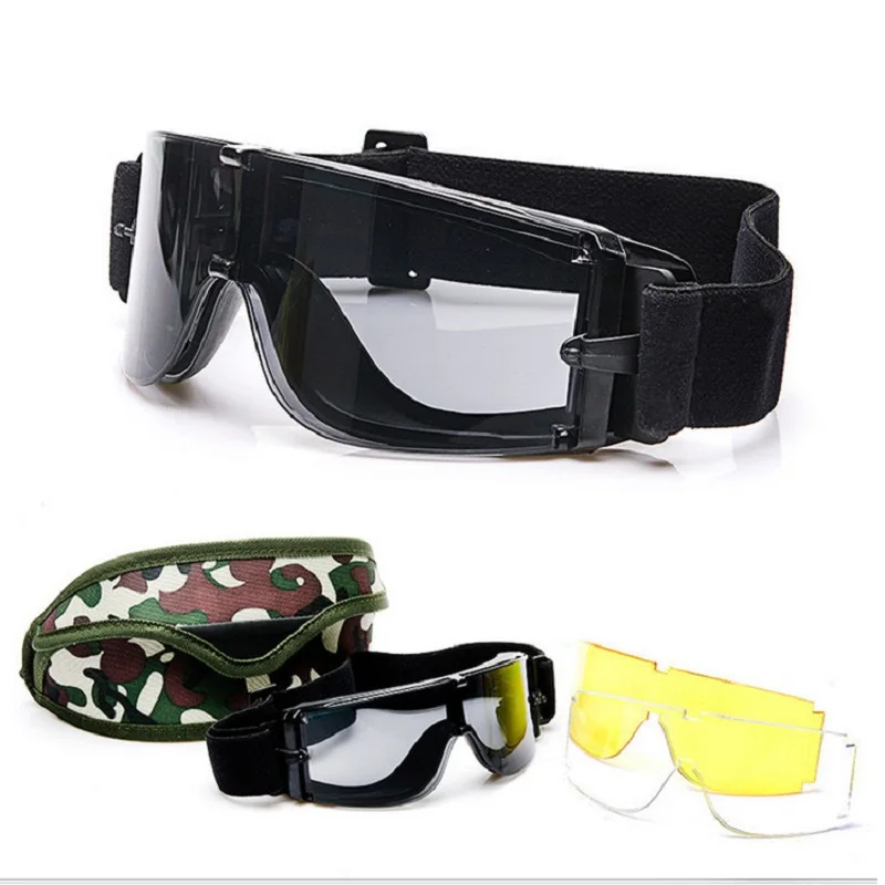 

CS Goggles Military Windproof Glasses Anti-shock UV-protection Tactical Goggles Camouflage Boxed set X800