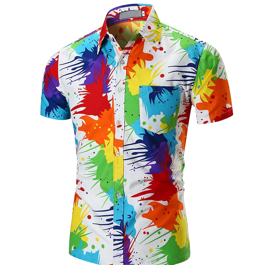 2018 Fashion Mens Short Sleeve Hawaiian Shirt Casual Floral Shirts For Men Slim Fit Male Shirt