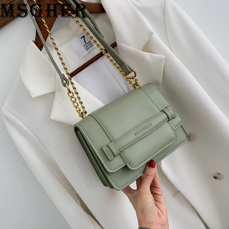 

MSGHER Shoulder Bags Women Summer High Designer Small Chain Bags Casual Solid Crossbody Bags Quality Messager Bags