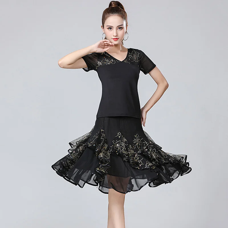 Women Ballroom Dresses Modern Standard Dance Wear Waltz Performance Dance Costume Ballroom Dance Competition Dresses - Цвет: Black