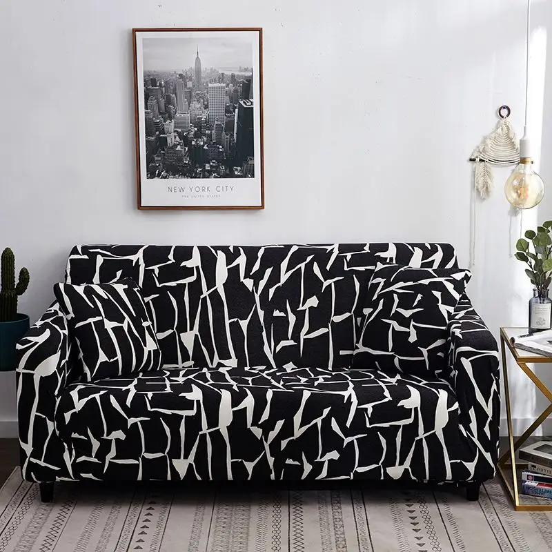 Elasic Магия диван крышка подходит вид в разрезе в L-shape форме, благодаря чему создается ощущение невесомости с угловой диван Чехол стрейч 1/2/3/4 местный 1 шт - Цвет: Black