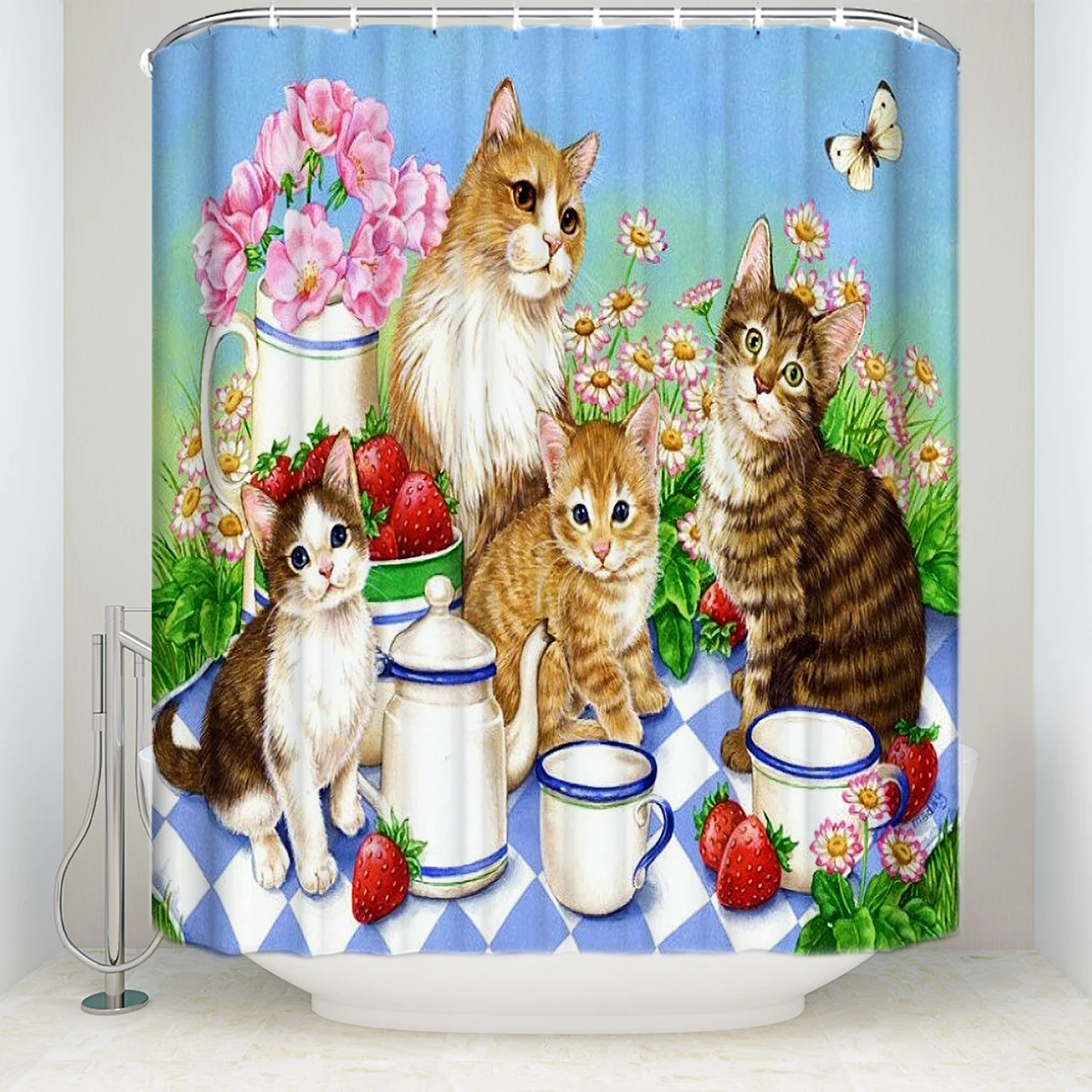 Memory-Home-Funny-Cat-Cartoon-Shower-Curtain-Bathroom-...