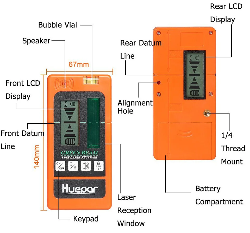 Huepar лазерный уровень самонивелирующийся 360 горизонтальный вертикальный крест супер мощный красный зеленый лазерный луч линия лазерный Открытый приемник