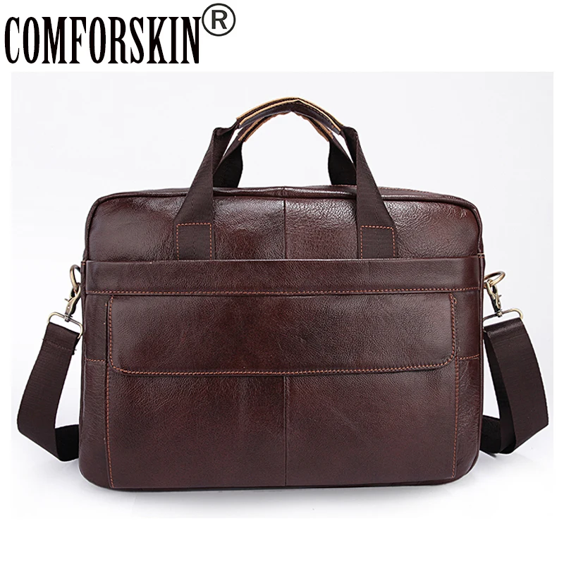 

100% Luxurious Cow Leather Business Briefcase for Men 2017 New Arrivals Men Messenger Bags with Soft Handle Computer Laptop Bag