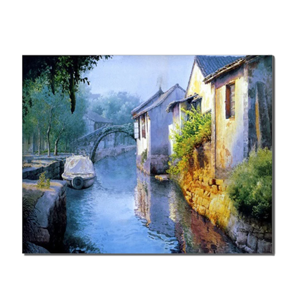 

Abstract Chinese Village House Wall Artwork Marvel Poster Canvas Painting for Living Room Wedding Home Decoration No Frame