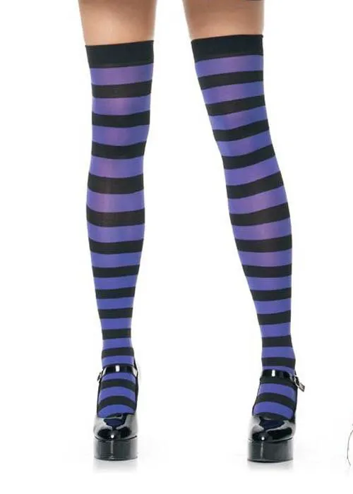 Sexy Striped Nylon Stockings Sexy Fashion Stocking 3S8075 Free Shipping For Black And Purple Thigh High Stockings