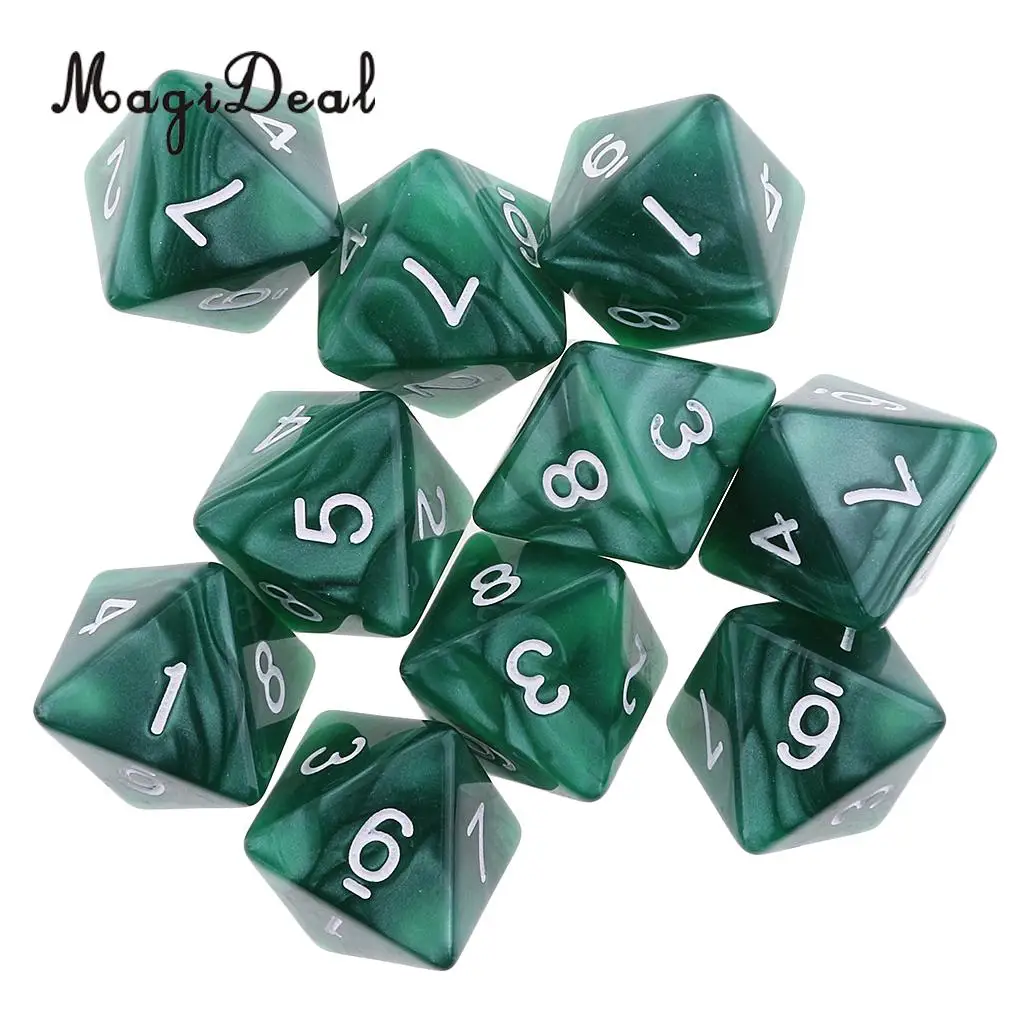 MagiDeal 10Pcs/Lot 8 Sided Acrylic Dice D8 Polyhedral Dice for Party Table Games Dungeons Dragons MTG RPG.Education School Apply